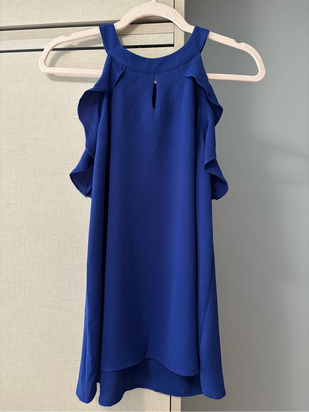 Royal Blue Ruffle Sleeve Halter blouse Size S